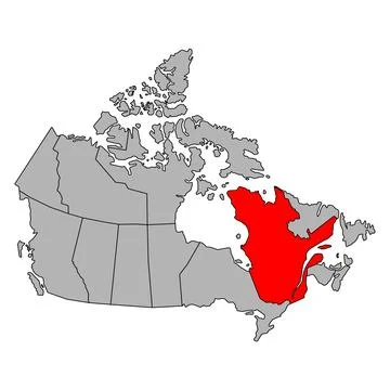 Quebec of Canada map shape, travel web flat concept icon vector illustration Stock Illustration