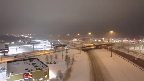 Québec, Canada Nov '25 - Highway echelon plows advancing coordinated formation Stock Footage 324864268