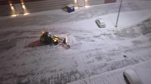 Québec, Canada Nov 3 '25 - Empty parking lots vanish under a cold nocturnal Stock Footage 324862832