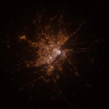 Quebec (Canada) street lights map. Satellite view on modern city at night. Im Stock Photos