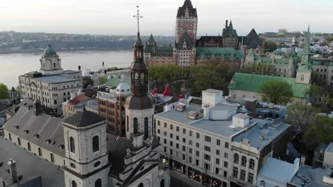 Québec City- Cathedral &amp; Castle in Springtime Stock Footage 131154503