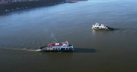 Quebec City ferries from drone Stock Footage 152253500