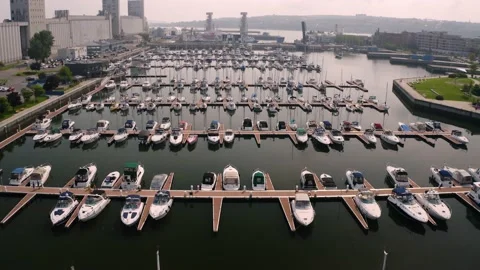 Quebec city harbor from drone Stock Footage 157510786