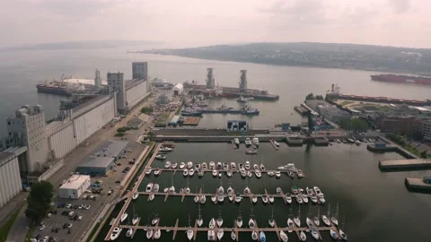 Quebec city harbor from drone Video stock 157511797