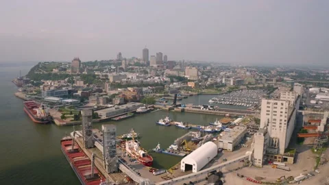 Quebec city harbor from drone Stock Footage 157513231