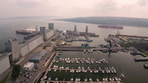 Quebec city harbor from drone Stock Footage 157513946
