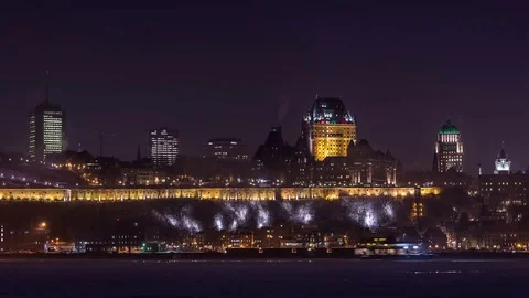 Quebec City from Levis Winter Timelapse 스톡 동영상 74719596