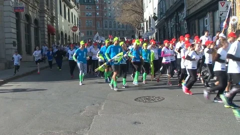 Quebec City Québec Canada Students running Stock Footage 75845564