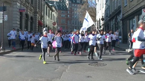 Quebec City Québec Students running Stock Footage 75844758