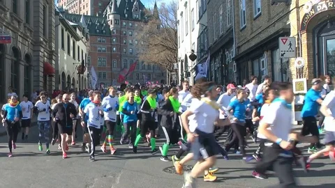 Quebec City Québec Students running Stock Footage 75845666