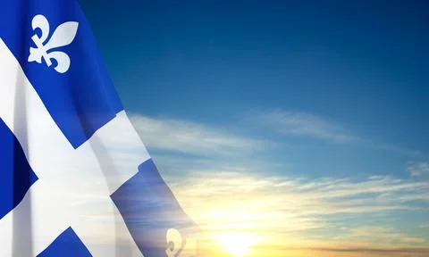Quebec flag against the sunset. EPS10 vector Stock Illustration