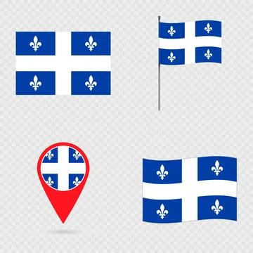 Quebec Flag Set, Province of Canada. Stock Illustration