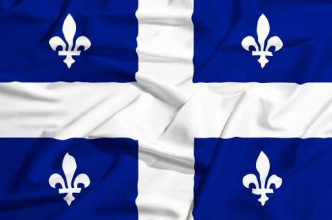 Quebec flag on a silk drape waving Stock Illustration