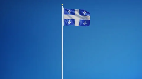 Quebec flag in slow motion seamlessly looped with alpha Stock-Footage 63800116