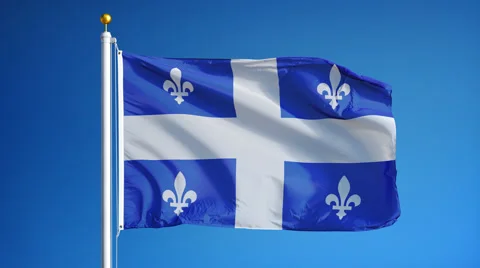 Quebec flag in slow motion seamlessly looped with alpha Stock Footage 63800245