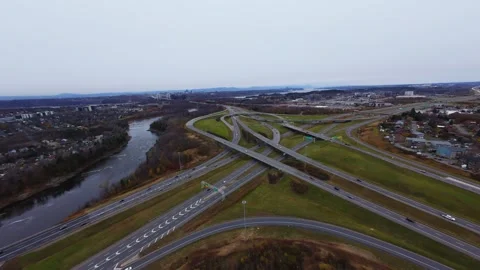 Quebec highway over river Stock Footage 320749578