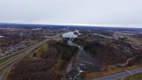 Quebec interchange over river Stock Footage 320748662