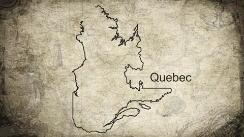 Quebec map drawn on a cartography background sheet of paper Stock Footage 329282832