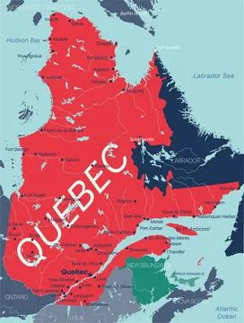 Quebec province vector editable map of the Canada Stock Illustration