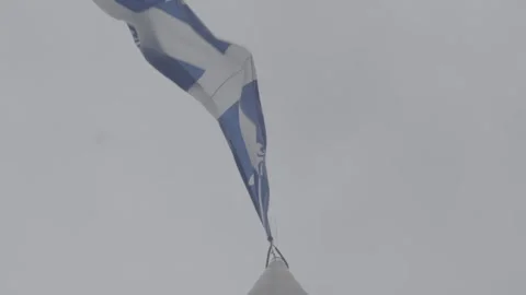 Quebec Provincial Flag Hanging during the Day in Montreal Video stock 146105350