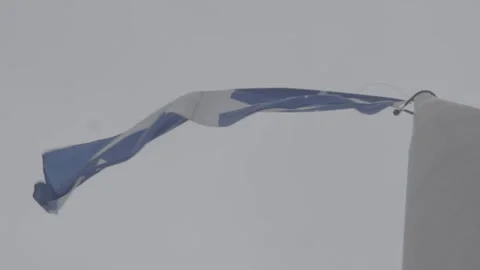 Quebec Provincial Flag Hanging during the Day in Montreal Video stock 146105367