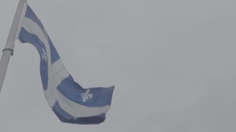 Quebec Provincial Flag Hanging during the Day in Montreal Video stock 146105435