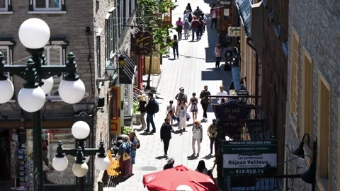 Quebec, Quebec June 02 2022 Quebec 0282 Timelapse Rue Du Petit Champlain Stock Footage 275613488