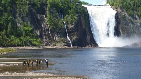 Quebec, Quebec June 04 2022 Waterfall 0082 Fly Fishing Class Montmorency Falls Stock Footage 300874409