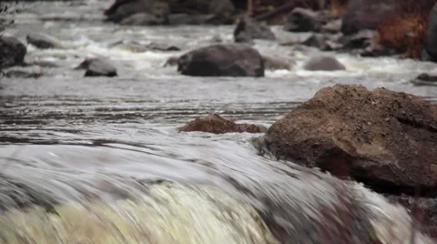 Quebec river flowing through rocks - Winter Stock Footage 44302599