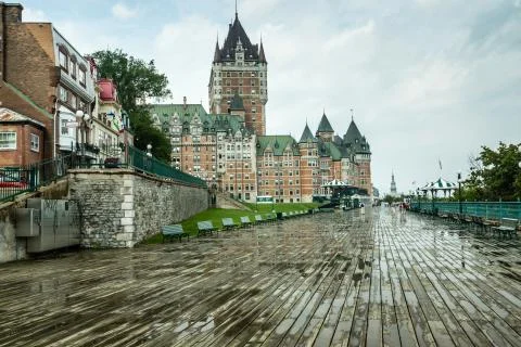 Quebec Riverside Boardwalk Stock Photos