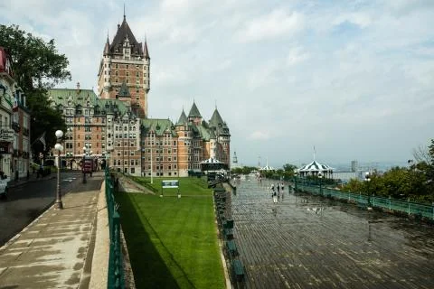 Quebec Riverside Boardwalk Stock Photos