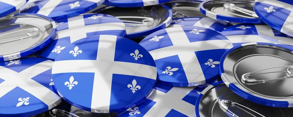 Quebec - round badges with flag - 3D illustration Stock Illustration