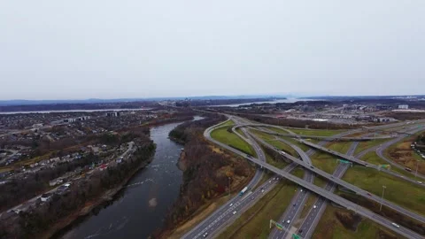 Quebec transport system from above Stock Footage 320747929