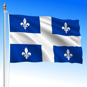 Quebec waving flag, Canada, north america, illustration Stock Illustration