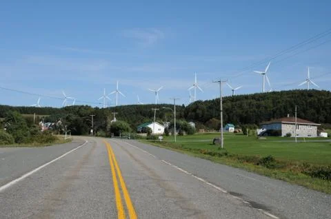 Quebec, wind generator in Cap Chat in Gaspesie Stock Photos