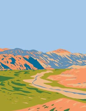 Quebrada de las Conchas or Quebrada de Cafayate in Argentina WPA Art Deco P.. Illustrazione stock