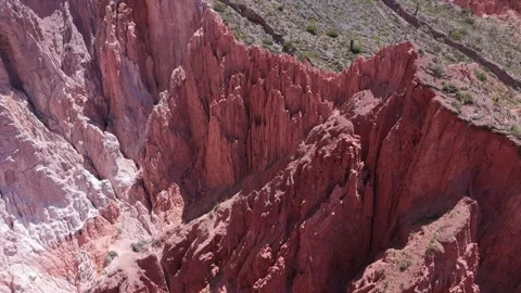 Quebrada de las Señoritas, Rising Aerial View, Uquia, Jujuy, Argentina Stock Footage 342278105