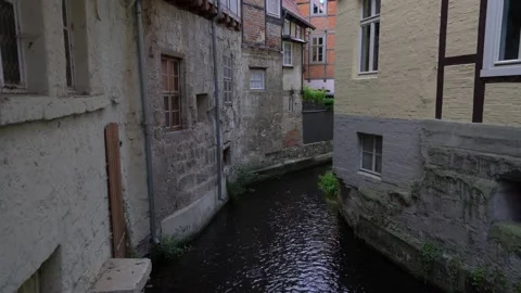 Quedlinburg worldheritage - river Bode at old town of the the small village Stock Footage 213933186
