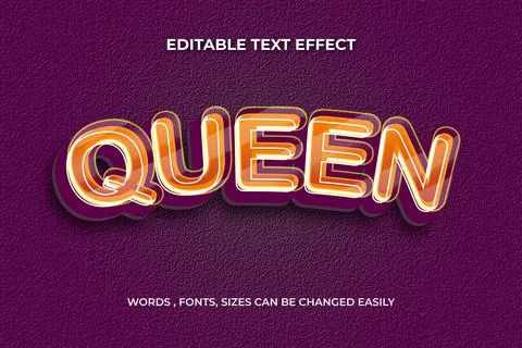 Queen 3d editabel text effect Illustrazione stock