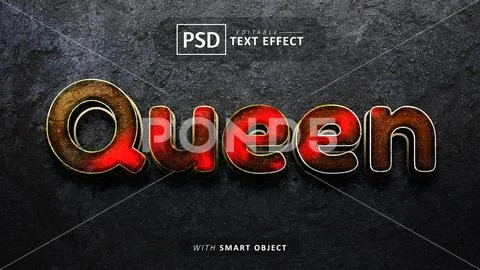 Queen 3d text effect editable PSD-sjabloon