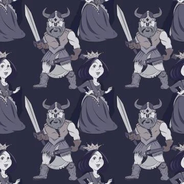 Queen and knight seamless pattern 스톡 일러스트