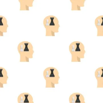 Queen and pawn chess inside human head pattern Illustrazione stock