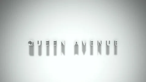 QUEEN AVENUE 3D title animation with shadows on a white background Stock Footage 296787684