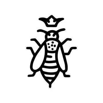Queen bee line vector doodle simple icon Stockillustratie