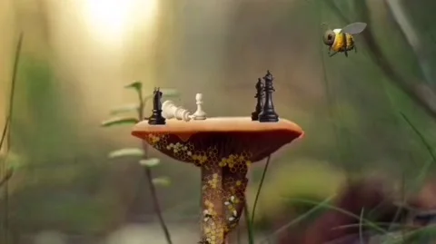 Queen bee playing chess suitable for tv advertisment, animation of bee story . Stock Footage 140650189