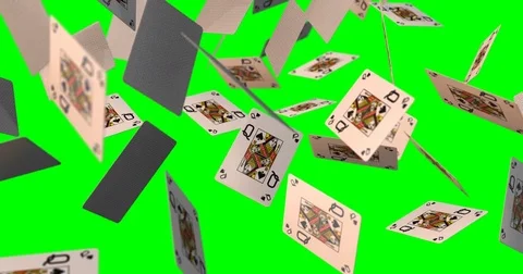 Queen card falling - green screen Stock Footage 83178565