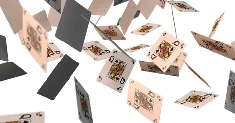 Queen card falling - white background Stock Footage 83178243