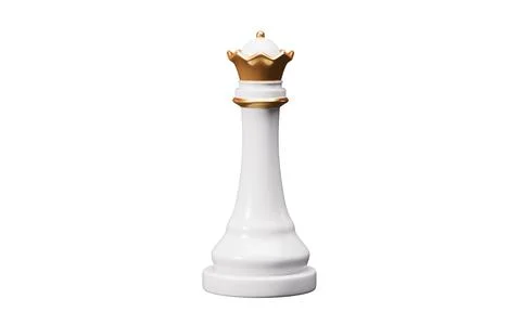 Queen chess piece. isolated object, transparent background. 3d rendering. Stock Illustration