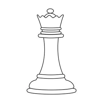 Queen chess piece outline vector illustration. American Chess Day concept. Stock Illustration