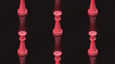 Queen chess pieces on black background, isometric pattern, seamless looping Stock Footage 154747167